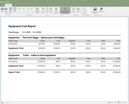 Equipment Cost Report (Click to Enlarge) Equipment Cost Report (Click to Enlarge)