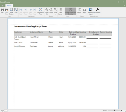 Instrument Reading Sheet (Click to Enlarge) Instrument Reading Sheet (Click to Enlarge)