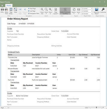 Order History Report (Click to Enlarge) Order History Report (Click to Enlarge)