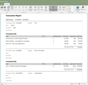 Transaction Report (Click to Enlarge) Transaction Report (Click to Enlarge)